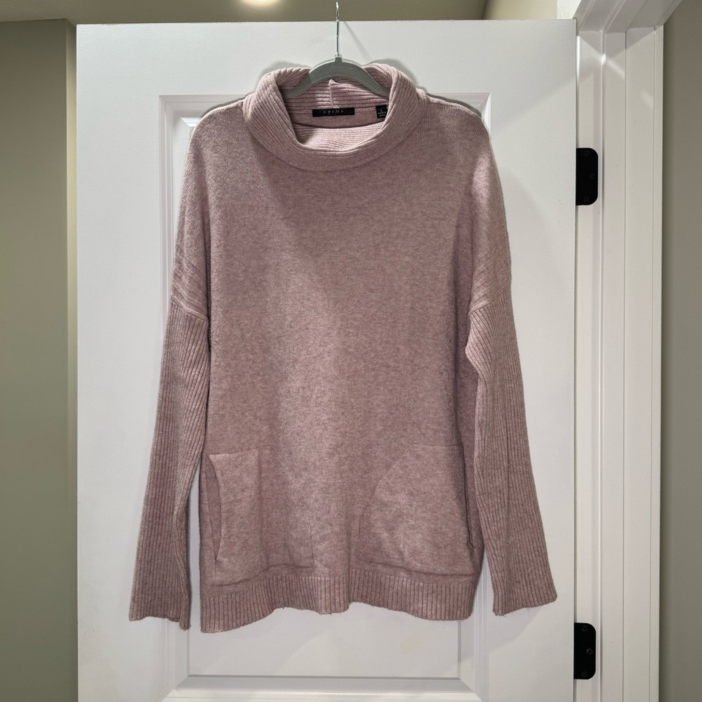 Cyrus Sweater Women Size Large Mauve Rose Pink Tunic Style Knit Preppy Office